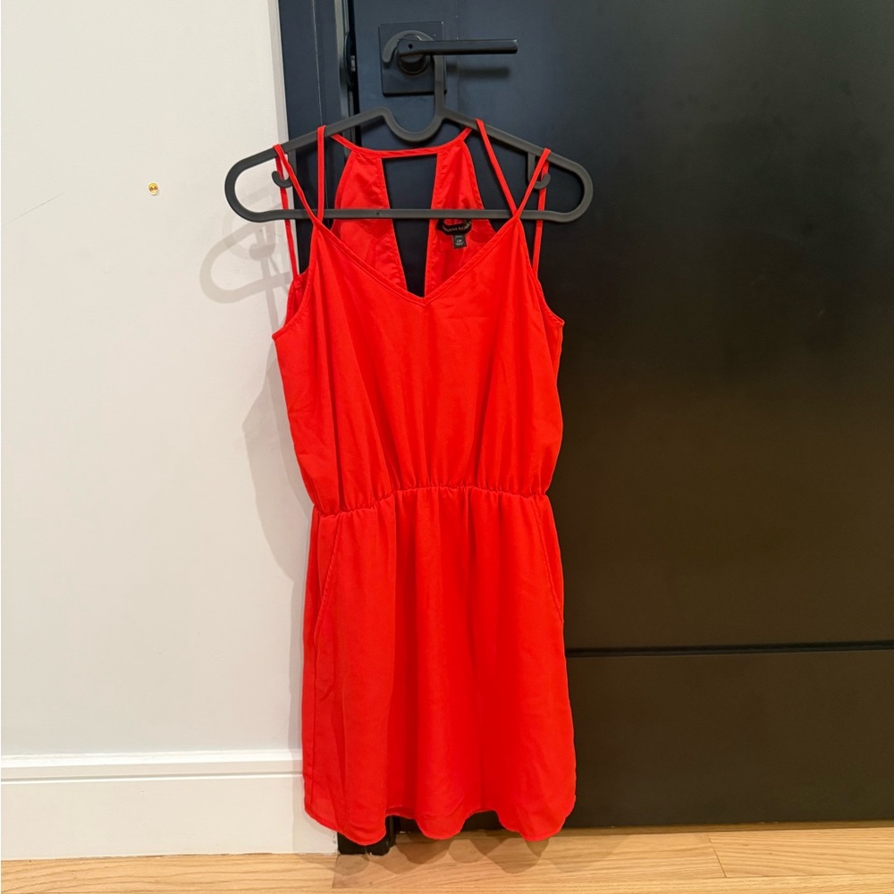 Banana Republic Bright Red V-Neck Dress